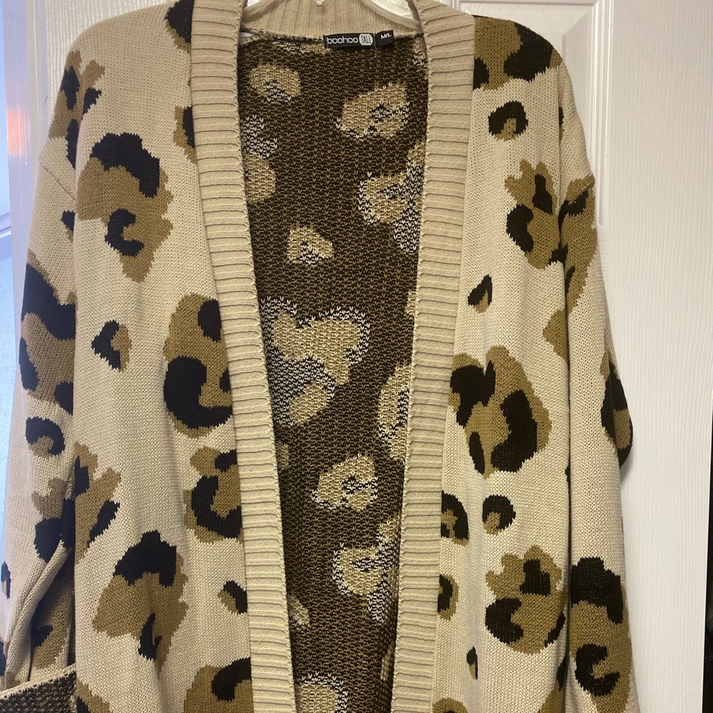 Leopard print open front cardigan